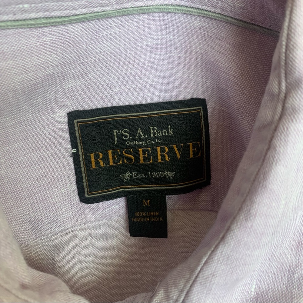 Jos.A.Bank Reserve Men’s 100% Linen Purple  Long Sleeve Shirt Size Medium - Picture 4 of 5